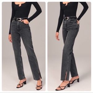 Abercrombie & Fitch The 90s Straight Ultra High Rise Curve Love Jeans (slit hem)